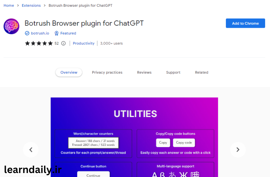 Botrush Browser plugin for ChatGPT