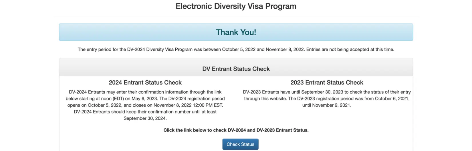 DV Entrant Status Check