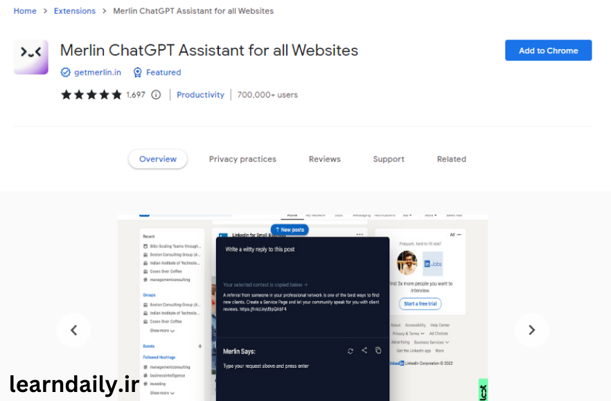 Merlin ChatGPT Assistant for all Websites