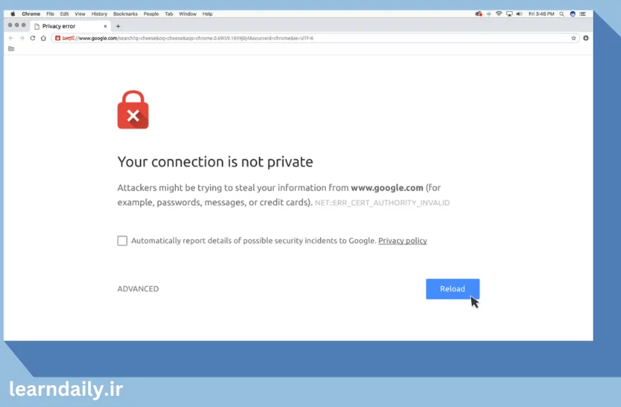 رفع مشکل your connection is not private در گوگل کروم
